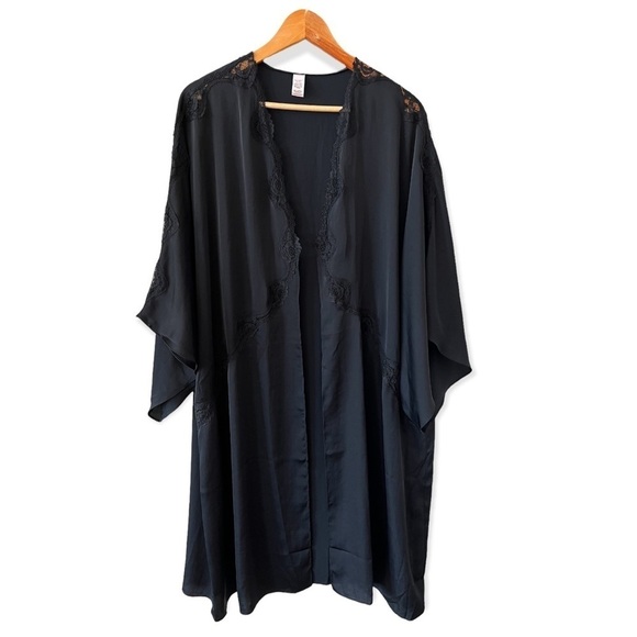 VICTORIA’S SECRET Black Lace Open Front Kimono Size M/L - Picture 5 of 8